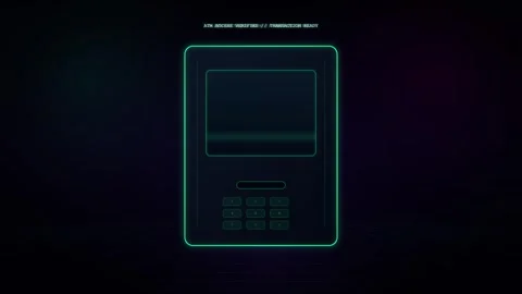 Futuristic Digital Atm Interface Verifying Access and Processing Card for S.. Vídeos de archivo 347359944