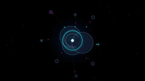 Futuristic digital atom structure rotating with glowing light particles aga.. Stock Footage 345984262