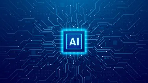Futuristic digital background with AI chip Stock Illustration
