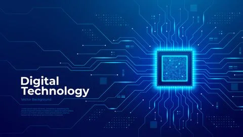 Futuristic digital background with CPU 库存插图