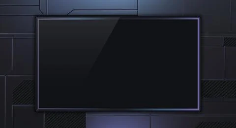 Futuristic digital background glossy black screen mockup on dark metallic p.. Stock Illustration