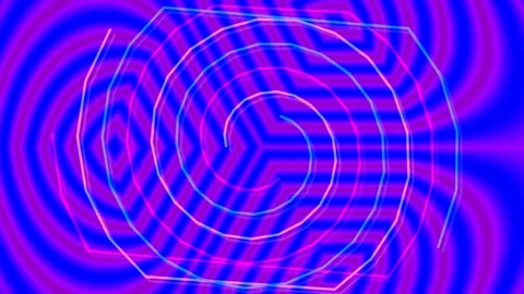 Futuristic digital background with glowing blue concentric circles and geom.. Stock Footage 337707911