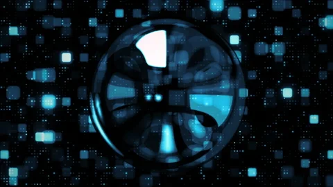 Futuristic  digital ball with glowing  blue neon Stock Footage 169001292
