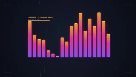 Futuristic Digital Bar Graph with Neon Gradients on Dark Background - Data .. Stock Footage 348414707