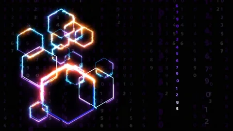 Futuristic digital big data processing technology smart powerful energy and Video stock 139693516