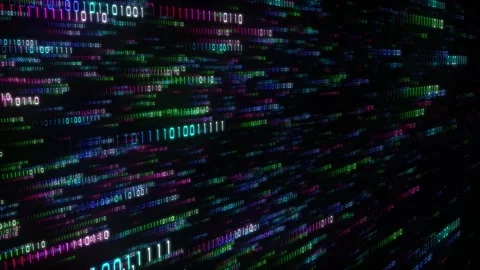 Futuristic Digital Binary Code Number Stream Matrix Screen Background Video stock 335555768