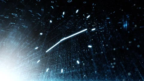 Futuristic digital binary data network with time clock looping animation Stock Footage 339713435