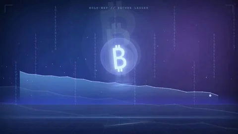 Futuristic Digital Bitcoin Symbol with Glowing Financial Graph and Data Stream 库存影片 343866876