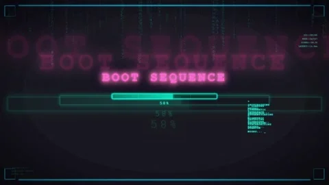 Futuristic Digital Boot Sequence with Loading Bar and Data Processing on Dark Stock Footage 336775987