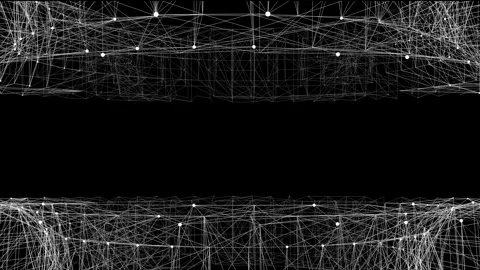 Futuristic Digital Border with White Wireframe Plexus for Text Placeholder Vidéo 333859839