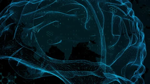 Futuristic Digital Brain Wireframe Background 库存影片 339119078
