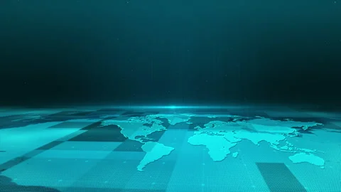 Futuristic Digital Business Technology World Map Background Stock Footage 339044695