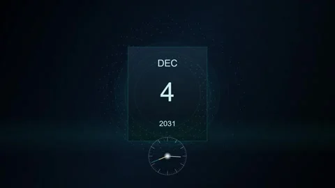 Futuristic Digital Calendar and Clock Animation with Rapidly Changing Dates and Vídeos de archivo 344232852