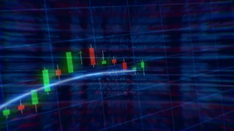 Futuristic Digital Candlestick Chart in Cyber Trading Space Stock Footage 336900476