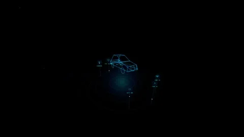Futuristic digital car wireframe HUD interface with telemetry data video 스톡 동영상 346067645