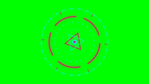 Futuristic digital circle and triangle interface element on green screen Stock Footage 340903644
