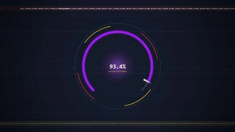 Futuristic Digital Circle UI Element with Progress Bar and Data Visualization Stock Footage 348414229