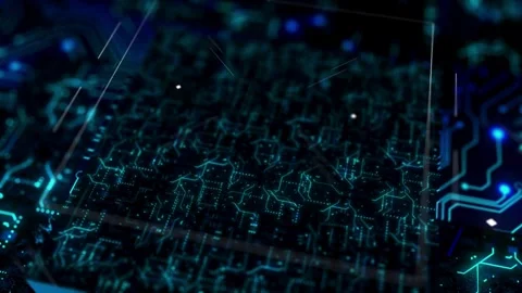Futuristic Digital Circuit  Abstract AI and Tech Background Stock Footage 304751595
