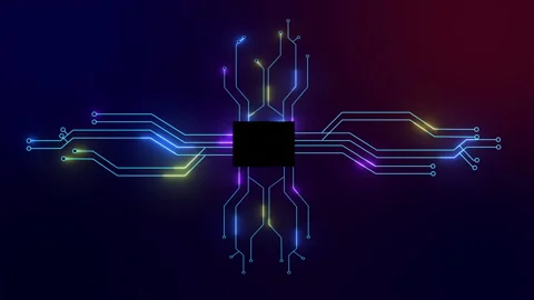 Futuristic Digital Circuit, abstract computer technology Stock Footage 245054199