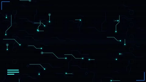 Futuristic Digital Circuit Board Background with Glowing Blue Lines and Dots Stock Footage 346661337