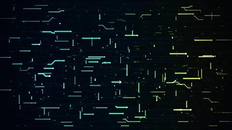 Futuristic digital circuit board pattern glows with cyan and yellow light. .. Stock Footage 347722966