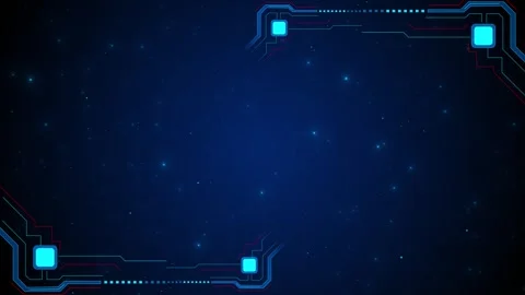 Futuristic Digital Circuit Frame Background with Blue Technology Border Stock Footage 333857834