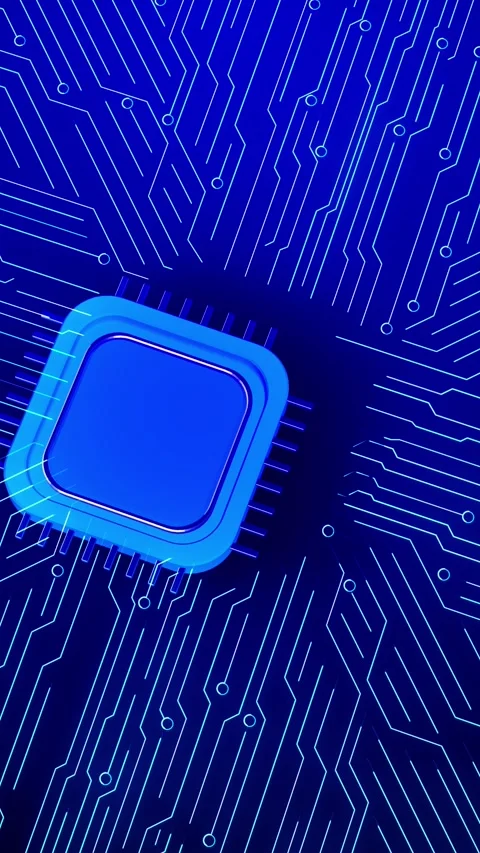 Futuristic Digital Circuit Layout Featuring Blue Push Button Technology Element Stock Footage 315403253