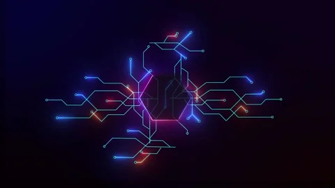 Futuristic Digital Circuit Line Stock Footage 195335923