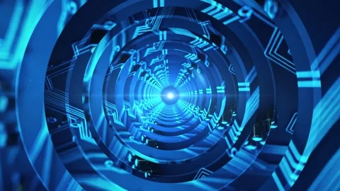 Futuristic Digital Circuit Vortex with Blue Technology Patterns and Glowing.. Vídeos de archivo 339059353