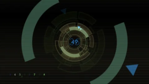 Futuristic Digital Circular Interface Design and Technology Elements Stock Footage 305744260