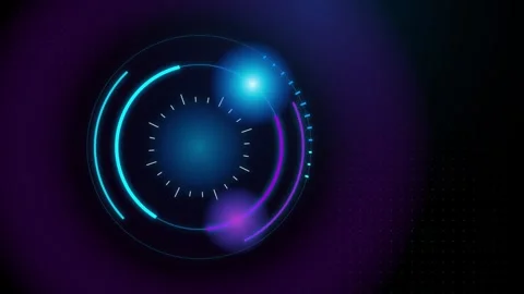 Futuristic digital circular interface with glowing blue light Stock Footage 346866788