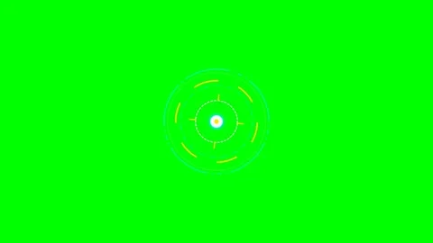 Futuristic digital circular interface overlay on a vibrant chroma green scree Stock Footage 340266872