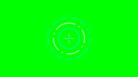 Futuristic digital circular interface overlay on a vibrant green background Stock Footage 340267270