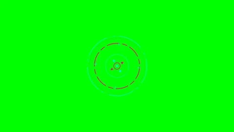 Futuristic digital circular interface overlay on a vibrant green screen Stock Footage 340267767