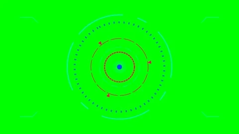 Futuristic digital circular interface overlay on a vibrant green background Stock Footage 340900738