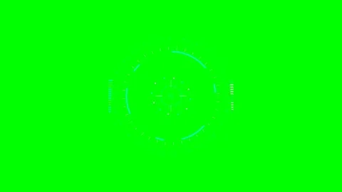 Futuristic digital circular interface overlay on a bright green background Video stock 341822410