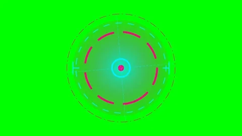 Futuristic digital circular target hud interface on a green screen background Stock Footage 340263309