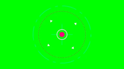 Futuristic digital circular target scope interface on a bright green backgrou Stock Footage 340267235