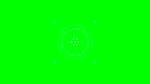 Futuristic digital circular target scope overlay on a vibrant green screen Stock Footage 340267960
