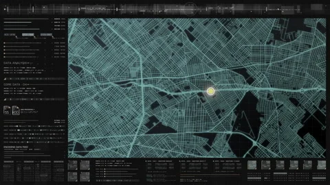 Futuristic Digital City Map GPS Video stock 155607223