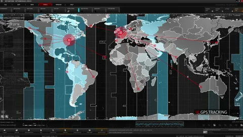Futuristic Digital City Map GPS Stock Footage 194256867