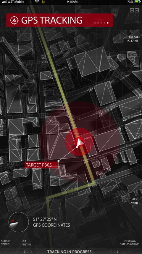 Futuristic Digital City Map GPS Stock Footage 194259720