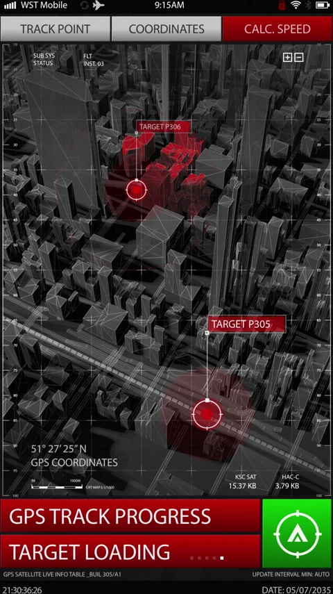 Futuristic Digital City Map GPS Stock Footage 194261548