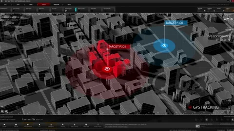 Futuristic Digital City Map GPS Stock Footage 194261641