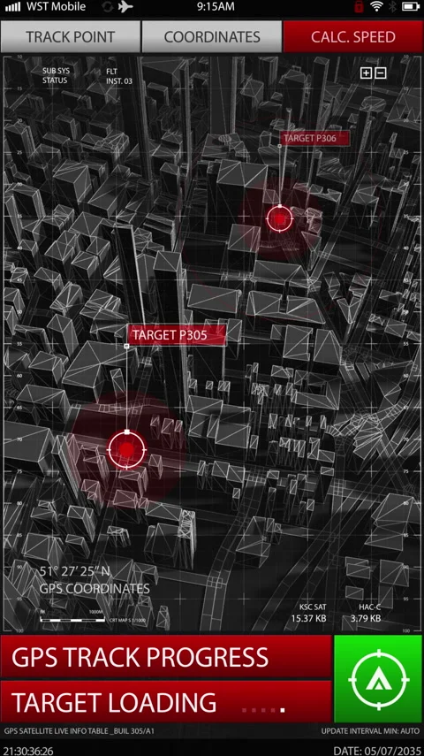 Futuristic Digital City Map GPS Stock Footage 194268090