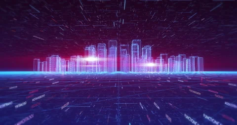 Futuristic Digital City. Technology And Business Concept. Stock Footage 132348672