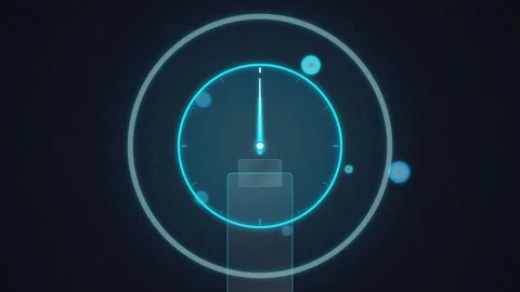 Futuristic Digital Clock UI, Time Concept, Technology, Blue Neon Glow on Da.. Video stock 348572486