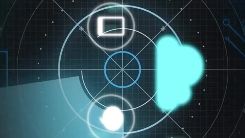 Futuristic digital cloud computing icons showing data processing animation on Stock Footage 313396103