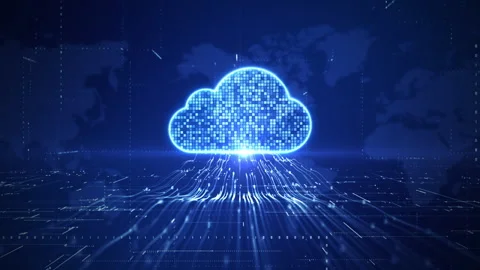 Futuristic digital cloud data transfer concept with binary code and flowing. Stock Footage 313169058