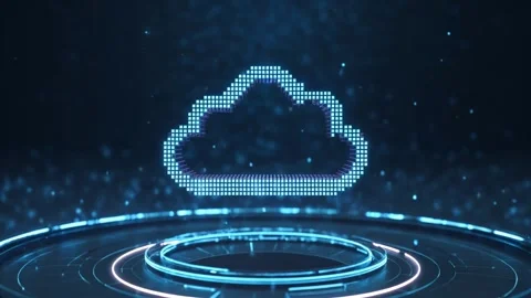 Futuristic digital cloud icon with data network background, technology and c Stock Footage 317359819